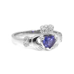 Claddagh Engagement Ring With Heart-shaped Precious Gemstone And Diamonds