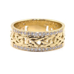 Celtic Knot Ring With Double Row Diamonds