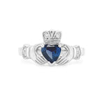 Claddagh Engagement Ring With Heart-shaped Precious Gemstone And Diamonds