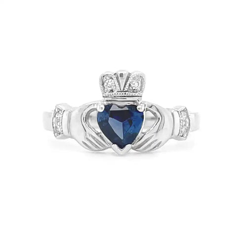 Claddagh Engagement Ring With Heart-shaped Precious Gemstone And Diamonds
