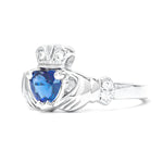 Claddagh Wedding Ring Set Adorned With Heartshaped Gemstone And Diamonds