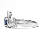 Claddagh Engagement Ring With Heart-shaped Precious Gemstone And Diamonds