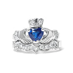 Claddagh Wedding Ring Set Adorned With Heartshaped Gemstone And Diamonds