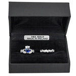Claddagh Wedding Ring Set Adorned With Heartshaped Gemstone And Diamonds