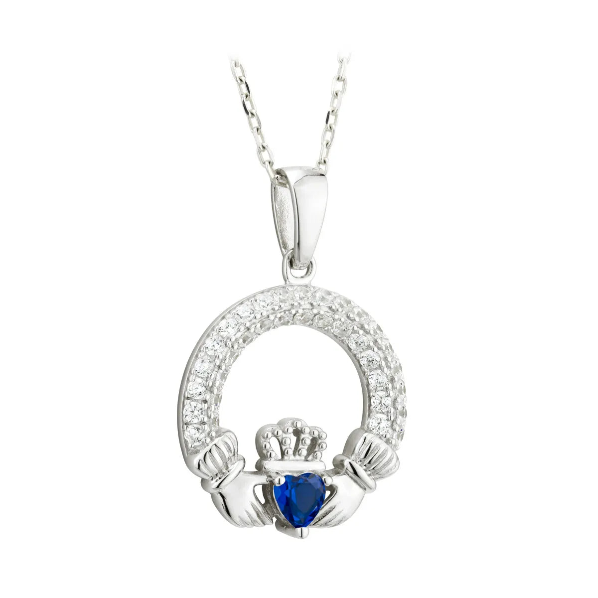 Sterling Silver Claddagh Birthstone Necklace – view 9