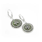 Connemara Marble Sterling Silver Marcasite-studded Shamrock Earrings