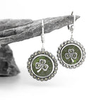Connemara Marble Sterling Silver Marcasite-studded Shamrock Earrings