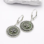 Connemara Marble Sterling Silver Marcasite-studded Shamrock Earrings