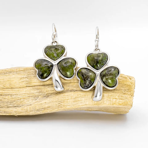 Connemara Marble Sterling Silver Shamrock Earrings