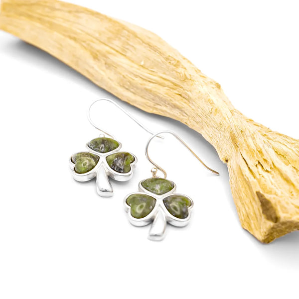 Connemara Marble Sterling Silver Shamrock Earrings