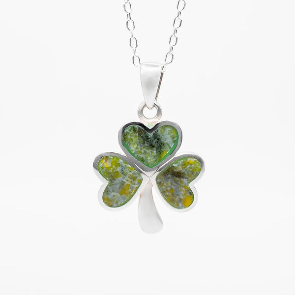 Connemara Marble Silver Shamrock Pendant
