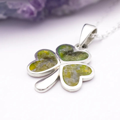 Connemara Marble Silver Shamrock Pendant
