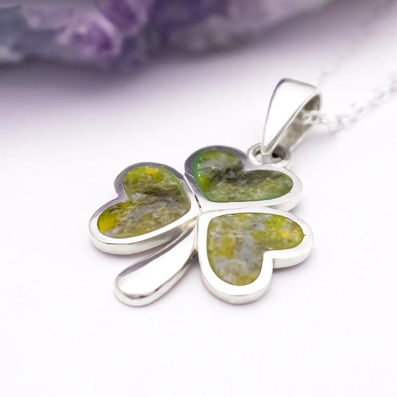 Connemara Marble Silver Shamrock Pendant
