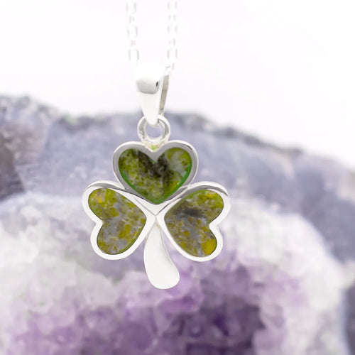 Connemara Marble Silver Shamrock Pendant