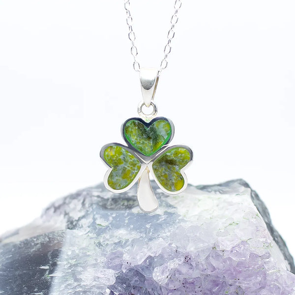 Connemara Marble Silver Shamrock Pendant