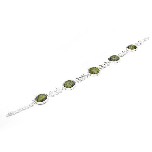 Connemara Marble Sterling Silver Shamrock Bracelet