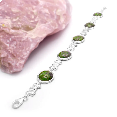 Connemara Marble Sterling Silver Shamrock Bracelet