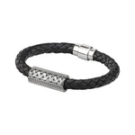Mens Sterling Silver Celtic Leather Bracelet