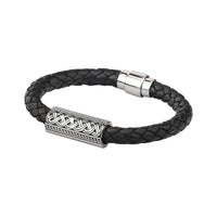 Mens Sterling Silver Celtic Leather Bracelet