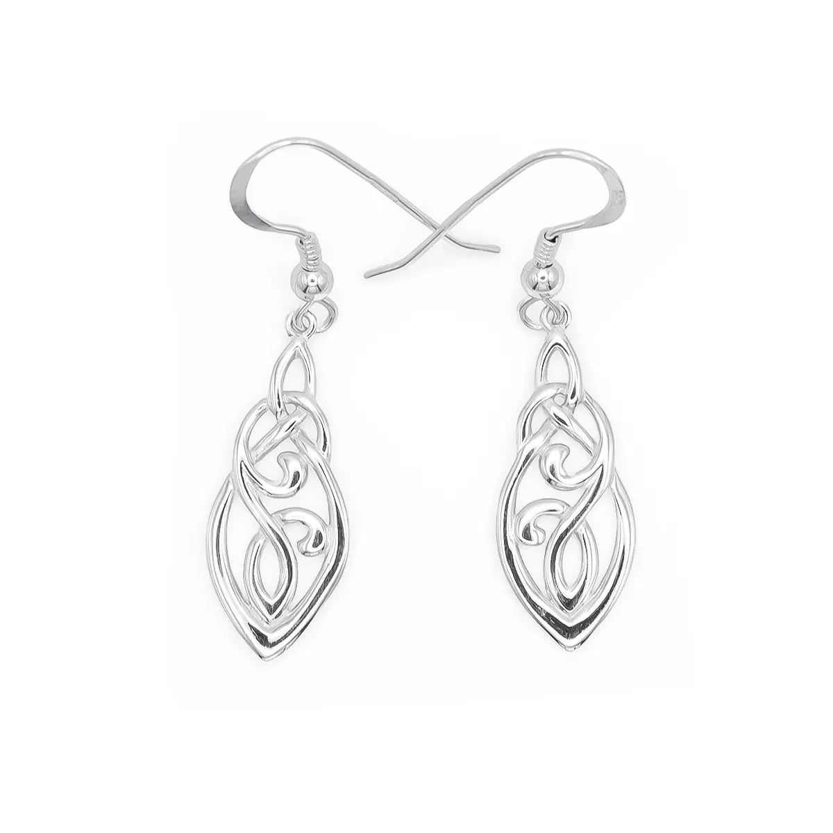 Silver Celtic Long Drop Earrings – view 4