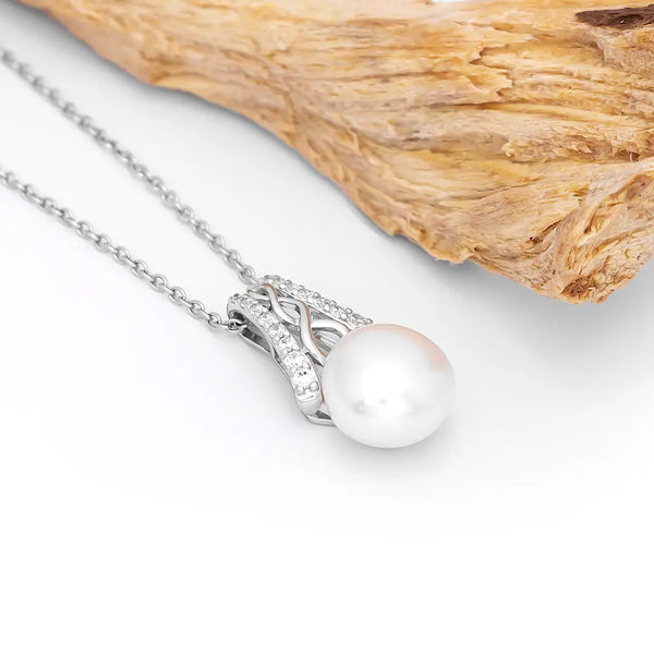Silver Celtic Pearl Pendant And Earrings Gift Set