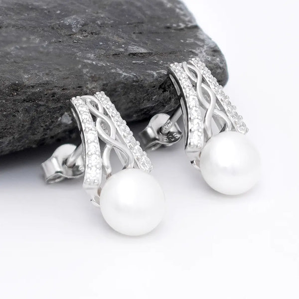 Silver Celtic Pearl Pendant And Earrings Gift Set