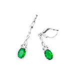 Silver Celtic Trinity Knot Drop Earrings With Green Crystal