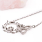 Silver Claddagh Trinity Knot Necklace With Cubic Zirconia
