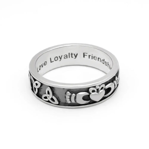 Sterling Silver Claddagh and Trinity Knot Ring