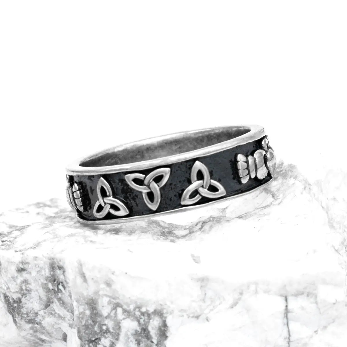 Sterling Silver Claddagh and Trinity Knot Ring – view 4