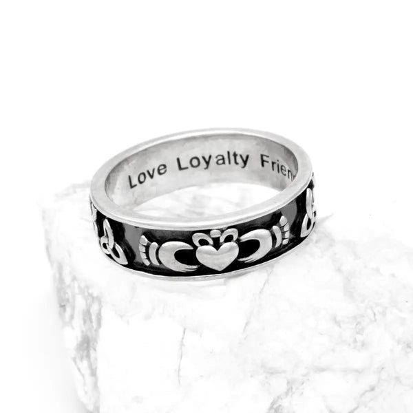 Sterling Silver Claddagh and Trinity Knot Ring