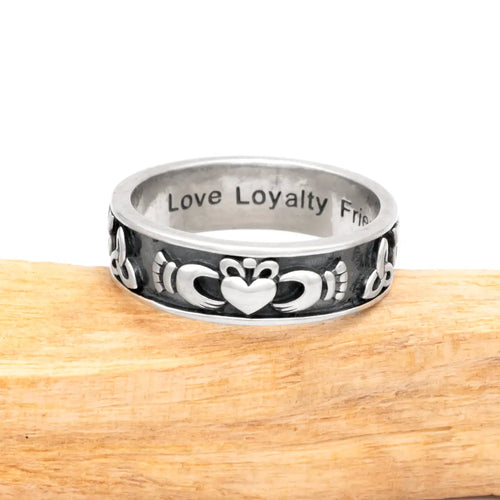 Sterling Silver Claddagh and Trinity Knot Ring