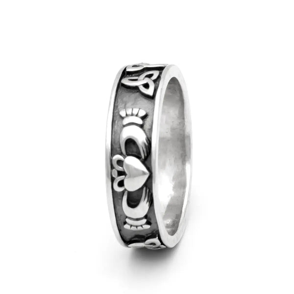 Sterling Silver Claddagh and Trinity Knot Ring