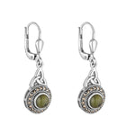 Silver Connemara Marble & Marcasite Trinity Knot Earrings