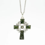 Silver Connemara Marble Celtic Cross Pendant