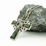 Silver Connemara Marble Celtic Cross Pendant