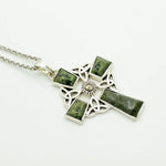 Silver Connemara Marble Celtic Cross Pendant