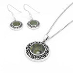 Silver Connemara Marble Celtic Knot Drop Earrings