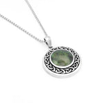 Silver Connemara Marble Round Celtic Knot Pendant