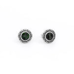 Silver Connemara Marble Round Celtic Stud Earrings