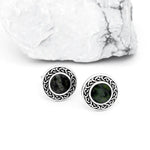 Silver Connemara Marble Round Celtic Stud Earrings