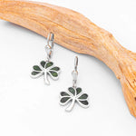 Silver Connemara Marble Shamrock Drop Earrings
