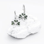 Silver Connemara Marble Shamrock Drop Earrings