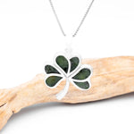 Sterling Silver Connemara Marble Irish Shamrock Necklace