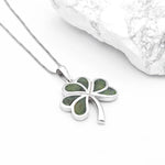 Sterling Silver Connemara Marble Irish Shamrock Necklace
