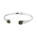Silver Trinity Knot Bangle Inlaid With Connemara Marble