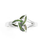 Silver Connemara Marble Trinity Knot Ring