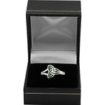 Silver Connemara Marble Trinity Knot Ring