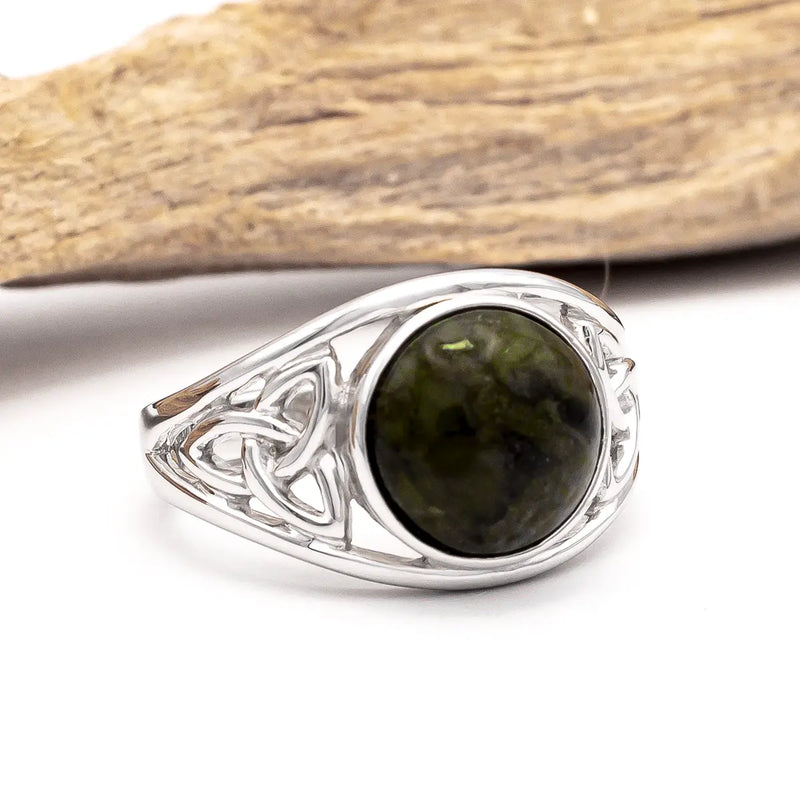 Connemara Marble Celtic Trinity Knot Ring