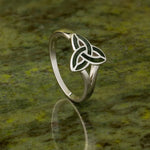Silver Connemara Marble Trinity Knot Ring